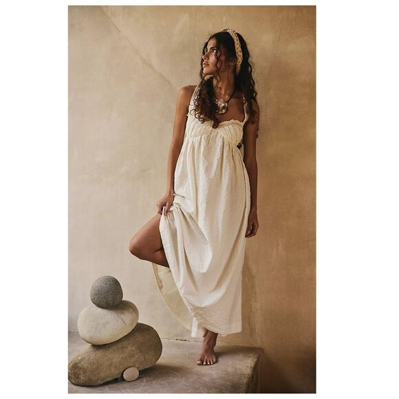 Free People Poppy Cotton Seersucker Midi Dress Size Small - Picture 1 of 13